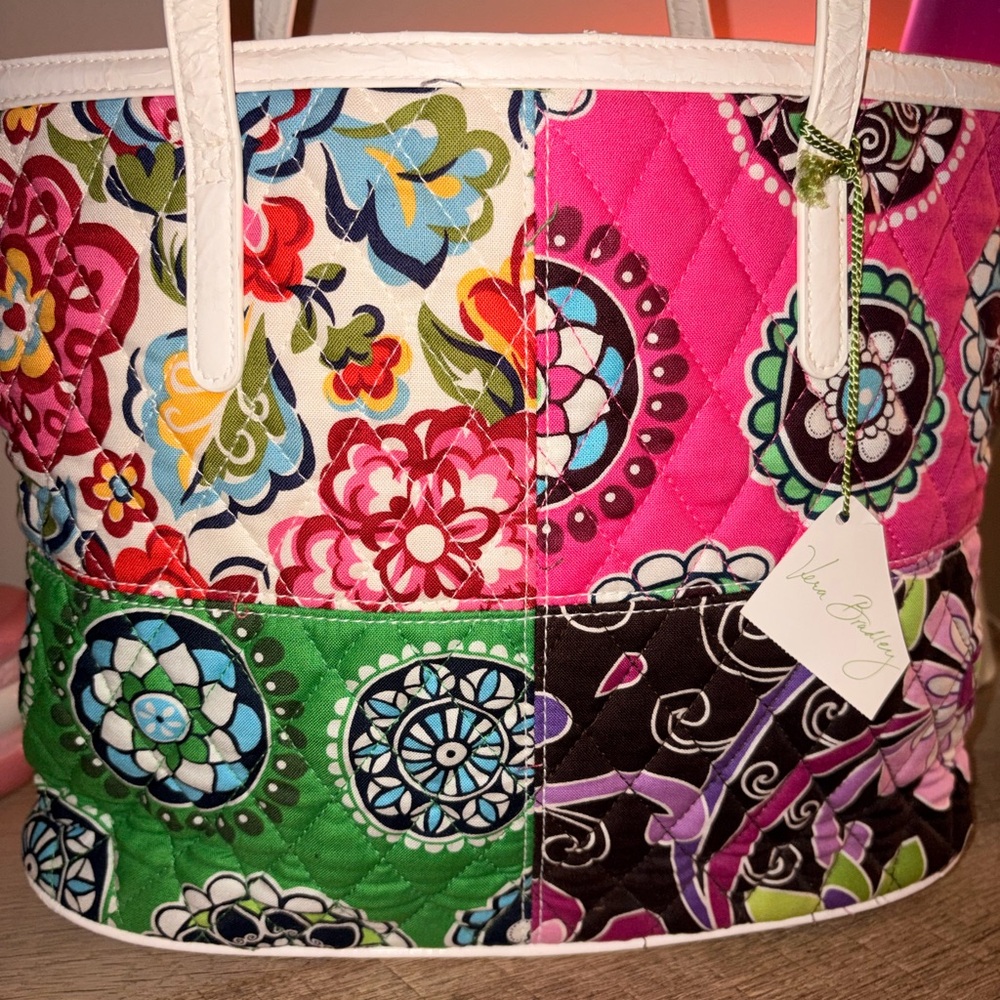 Vera Bradley Pink Multi-Color Patchwork Quilted Tote - Picture 2 of 6